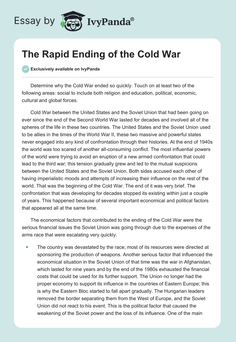 The Rapid Ending of the Cold War. Page 1