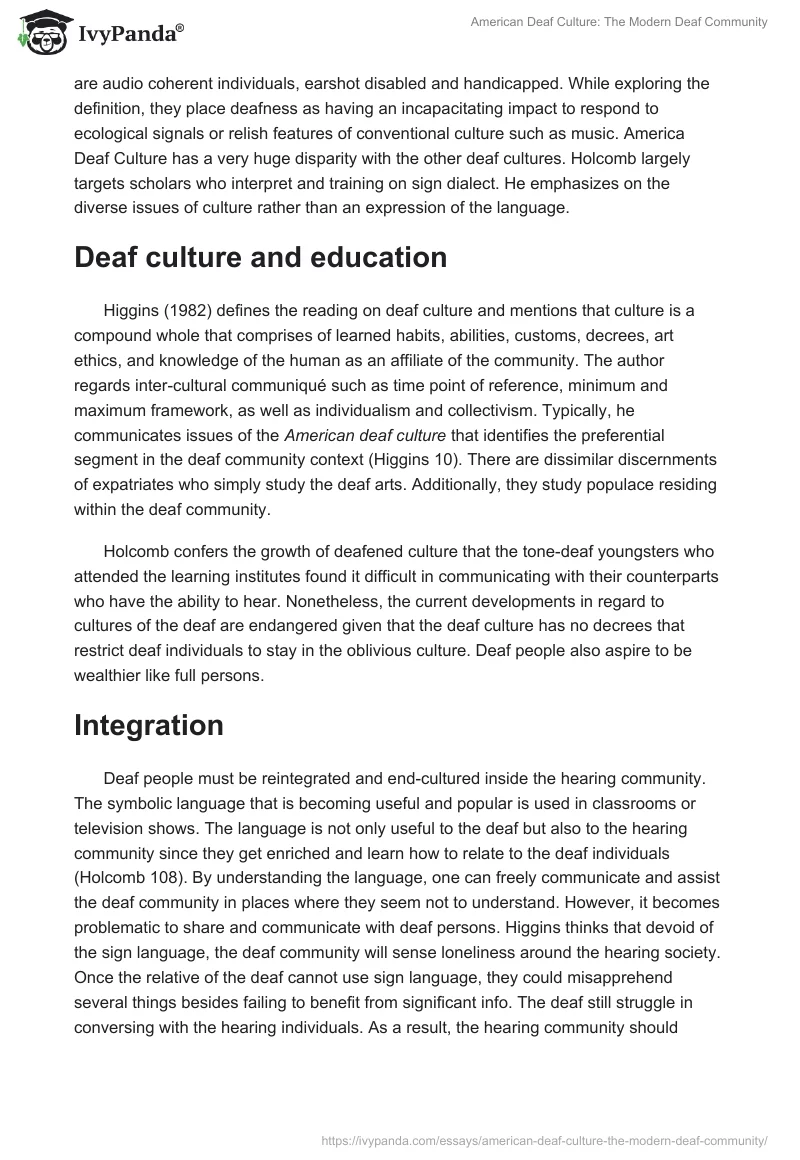 American Deaf Culture: The Modern Deaf Community. Page 2