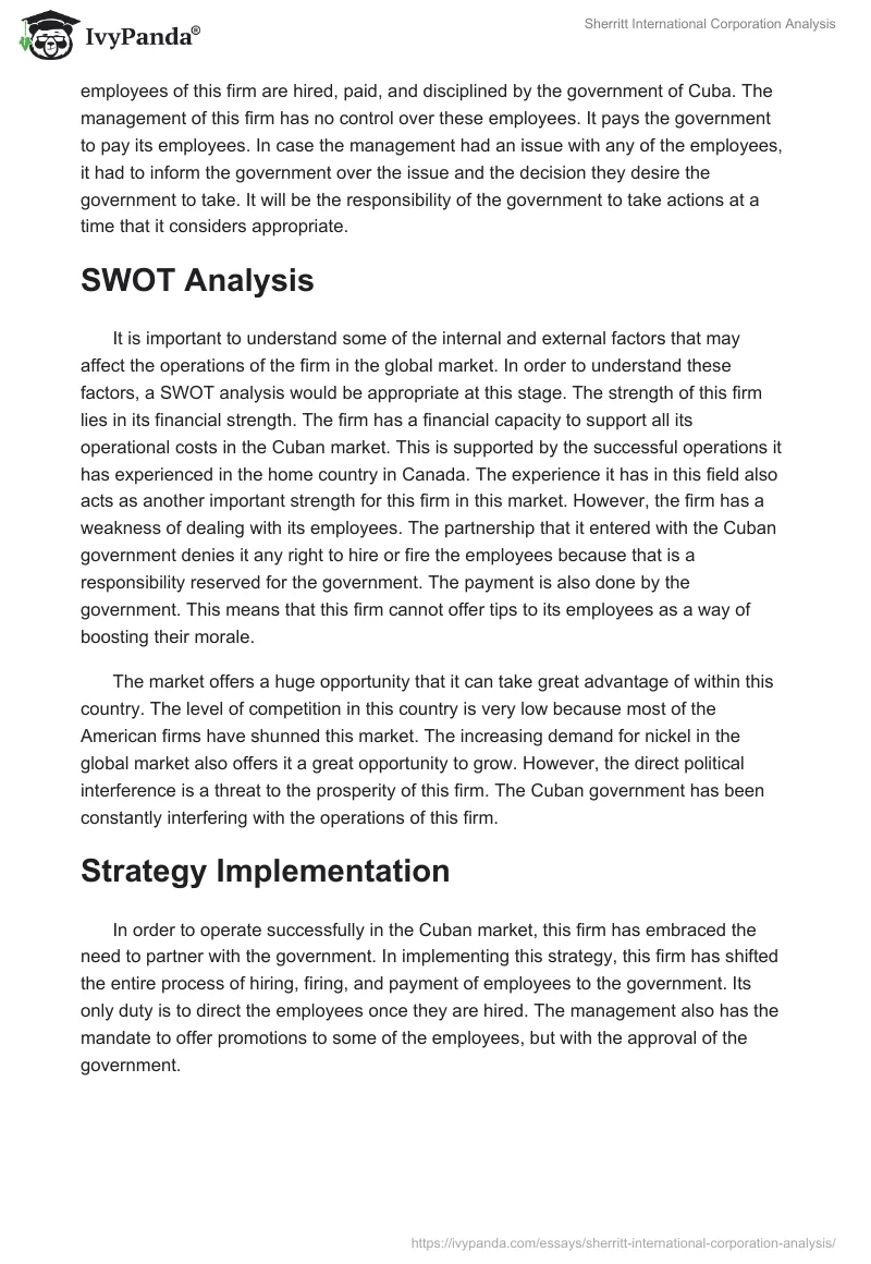 Sherritt International Corporation Analysis. Page 2