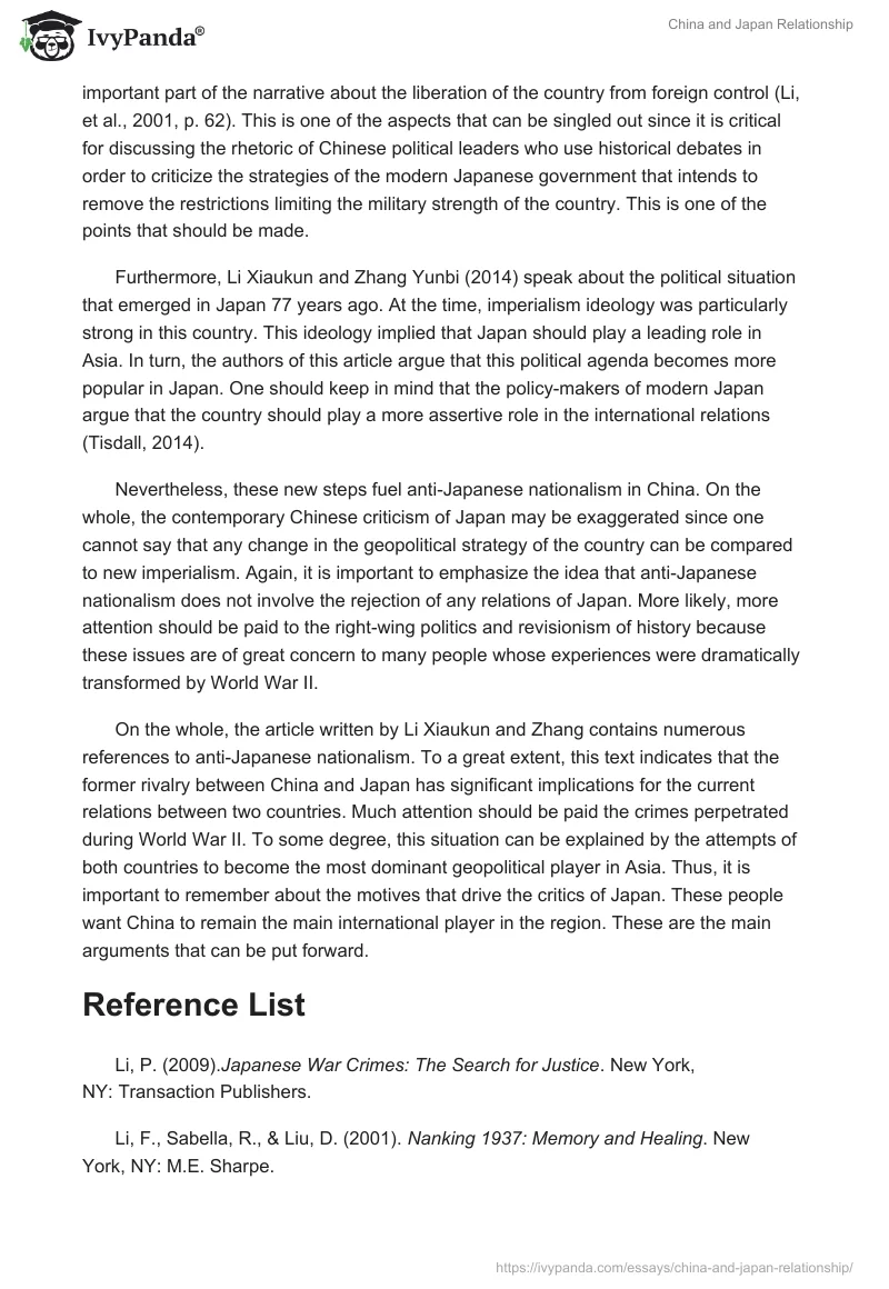 China and Japan Relationship. Page 3