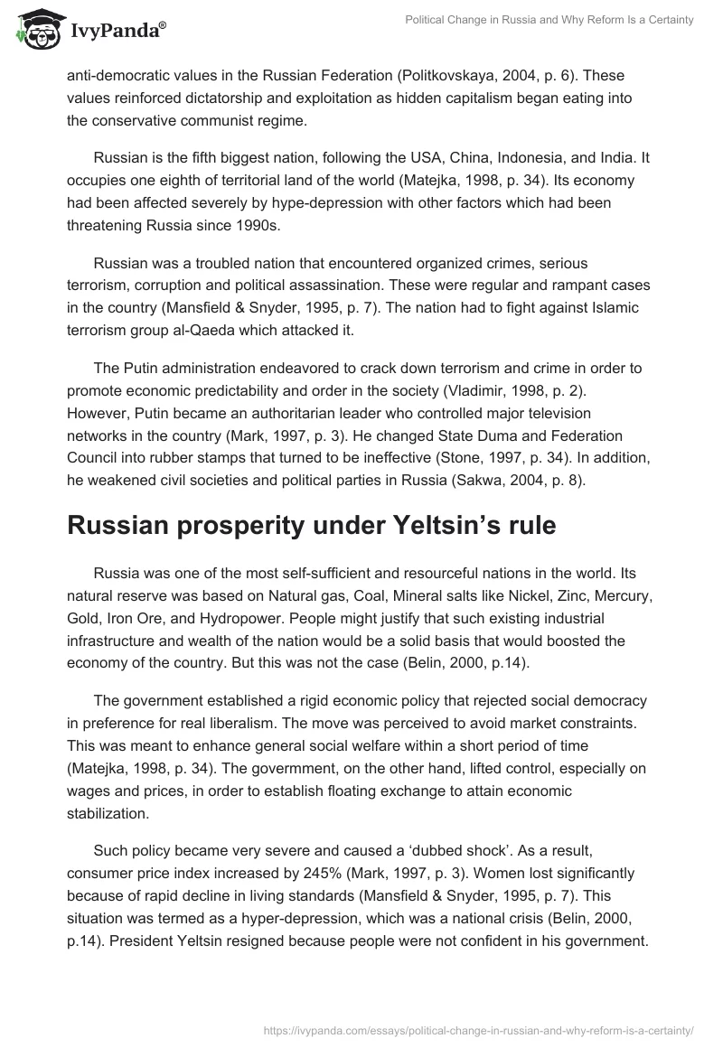 Political Change in Russia and Why Reform Is a Certainty. Page 2