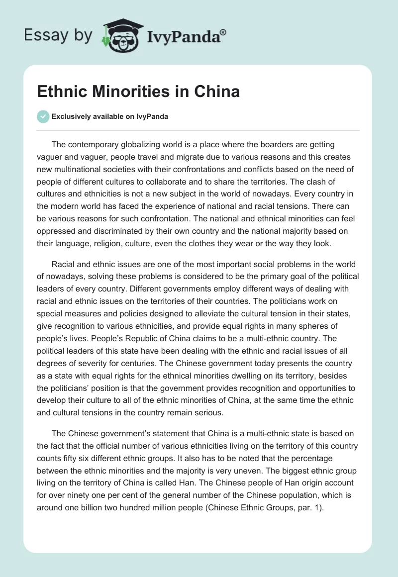 Ethnic Minorities in China. Page 1