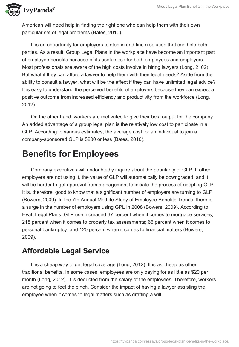 Group Legal Plan Benefits in the Workplace. Page 2