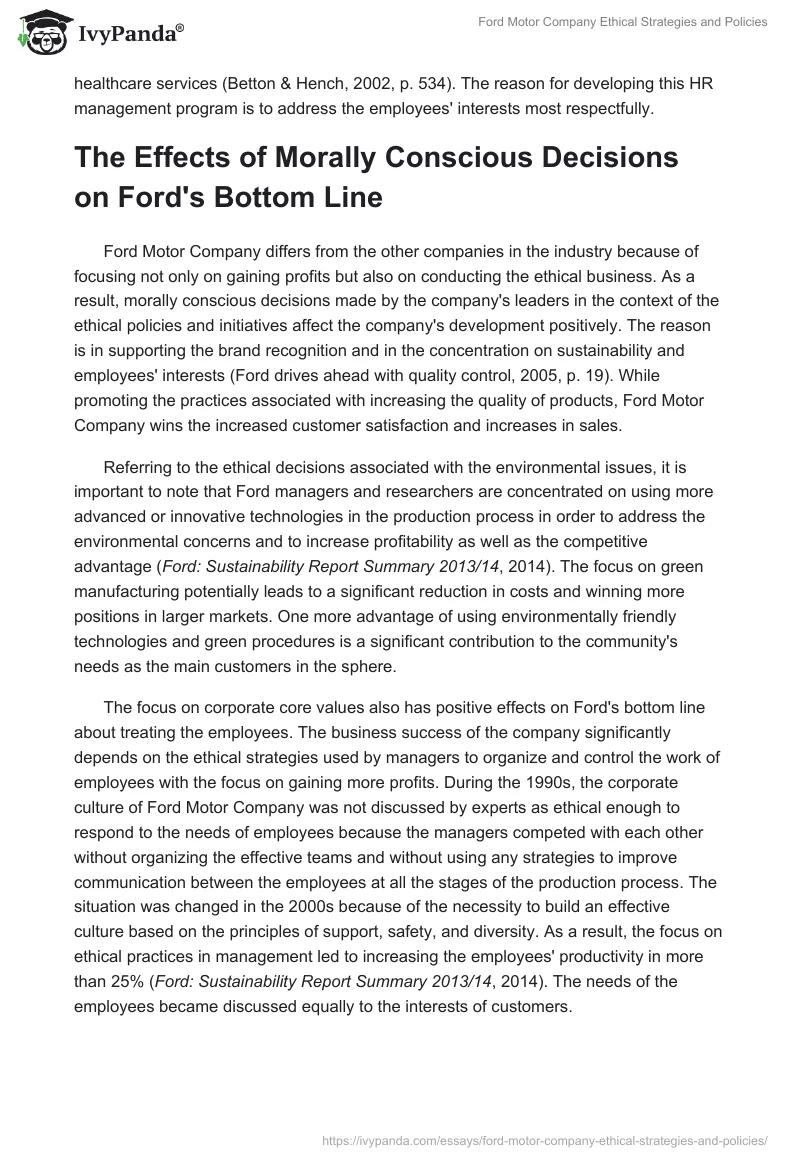 Ford Motor Company Ethical Strategies and Policies. Page 3