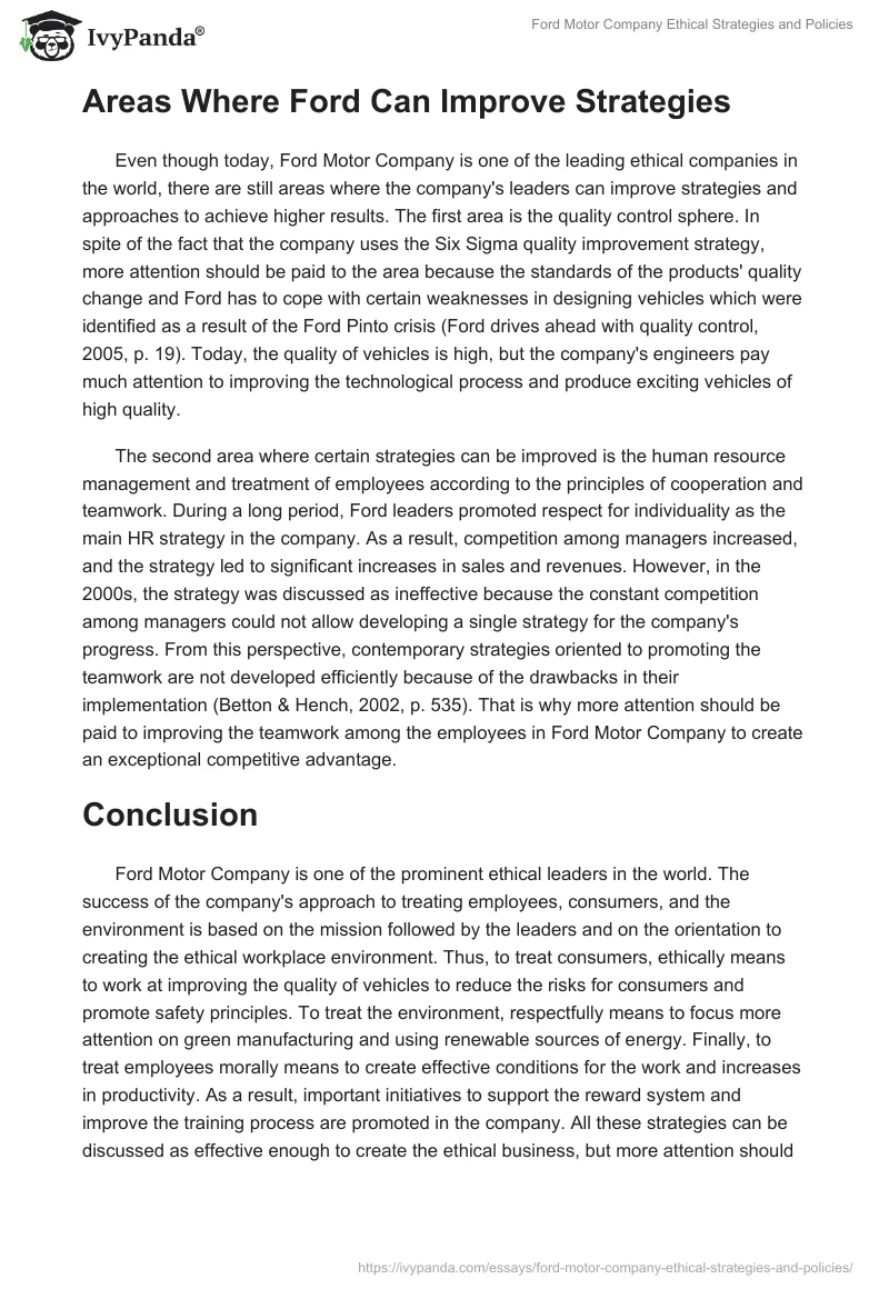 Ford Motor Company Ethical Strategies and Policies. Page 4