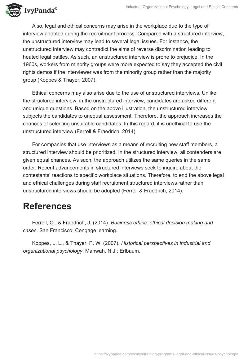 Industrial-Organizational Psychology: Legal and Ethical Concerns. Page 2