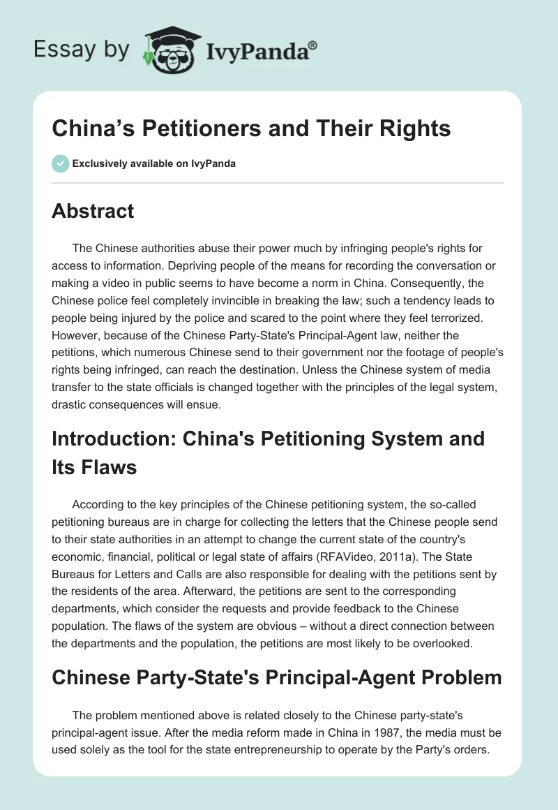 China’s Petitioners and Their Rights. Page 1