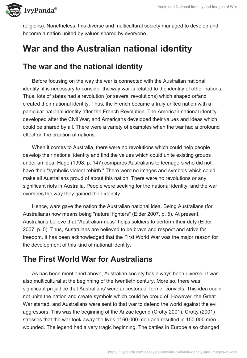 Australian National Identity and Images of War. Page 3
