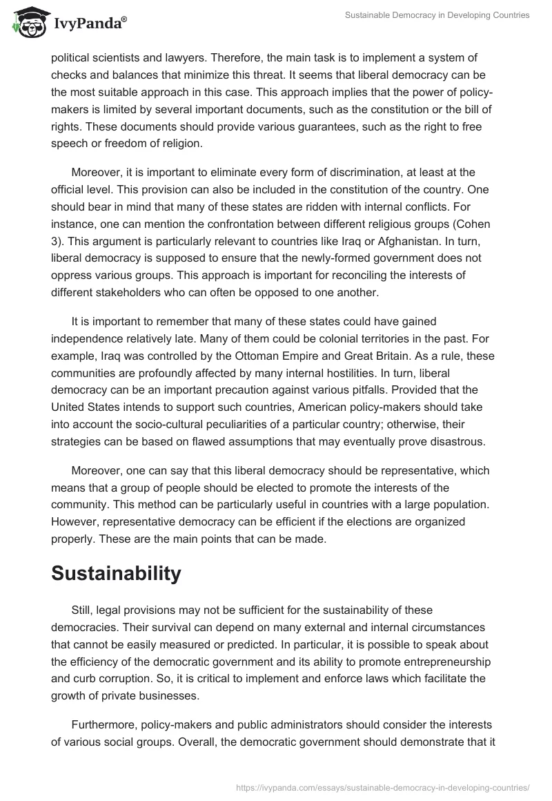Sustainable Democracy in Developing Countries. Page 2