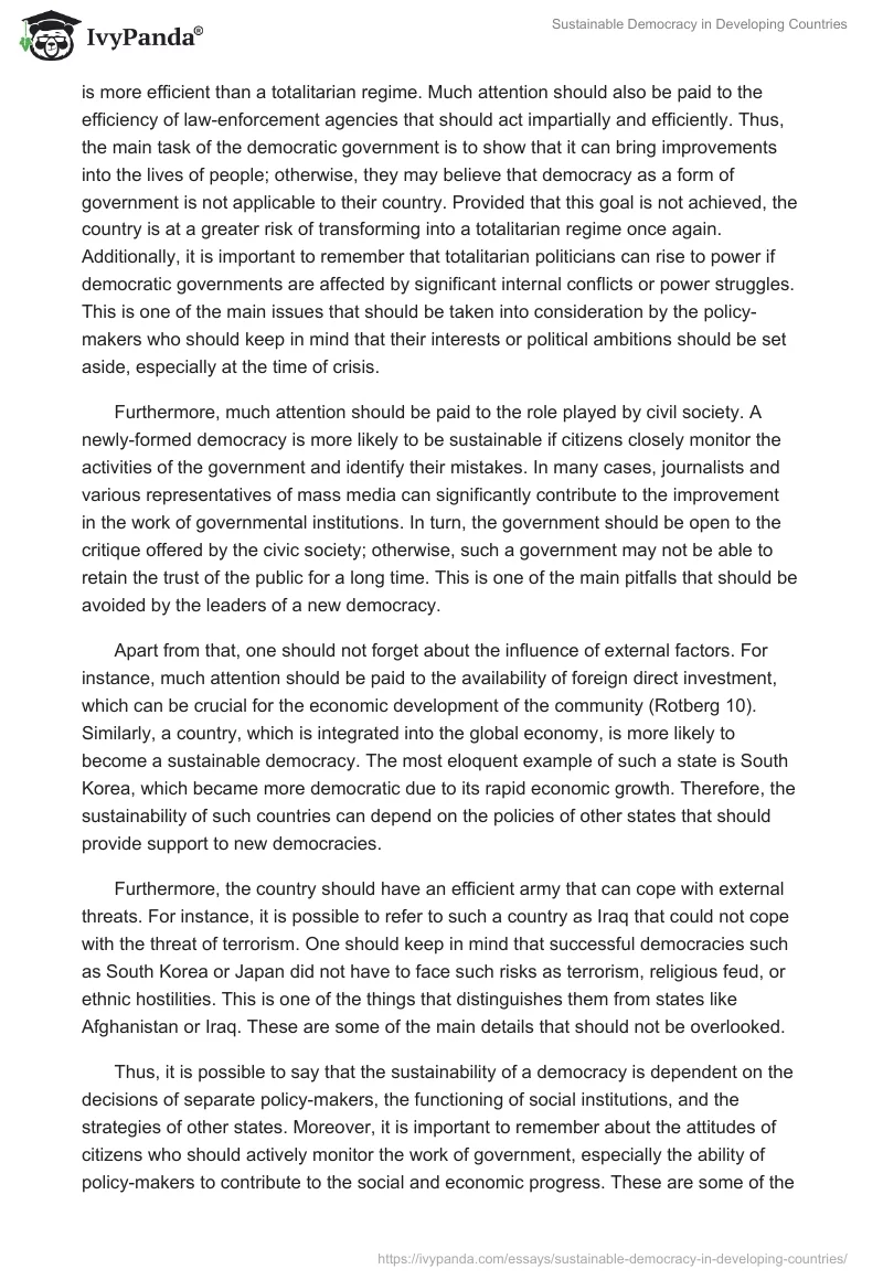 Sustainable Democracy in Developing Countries. Page 3