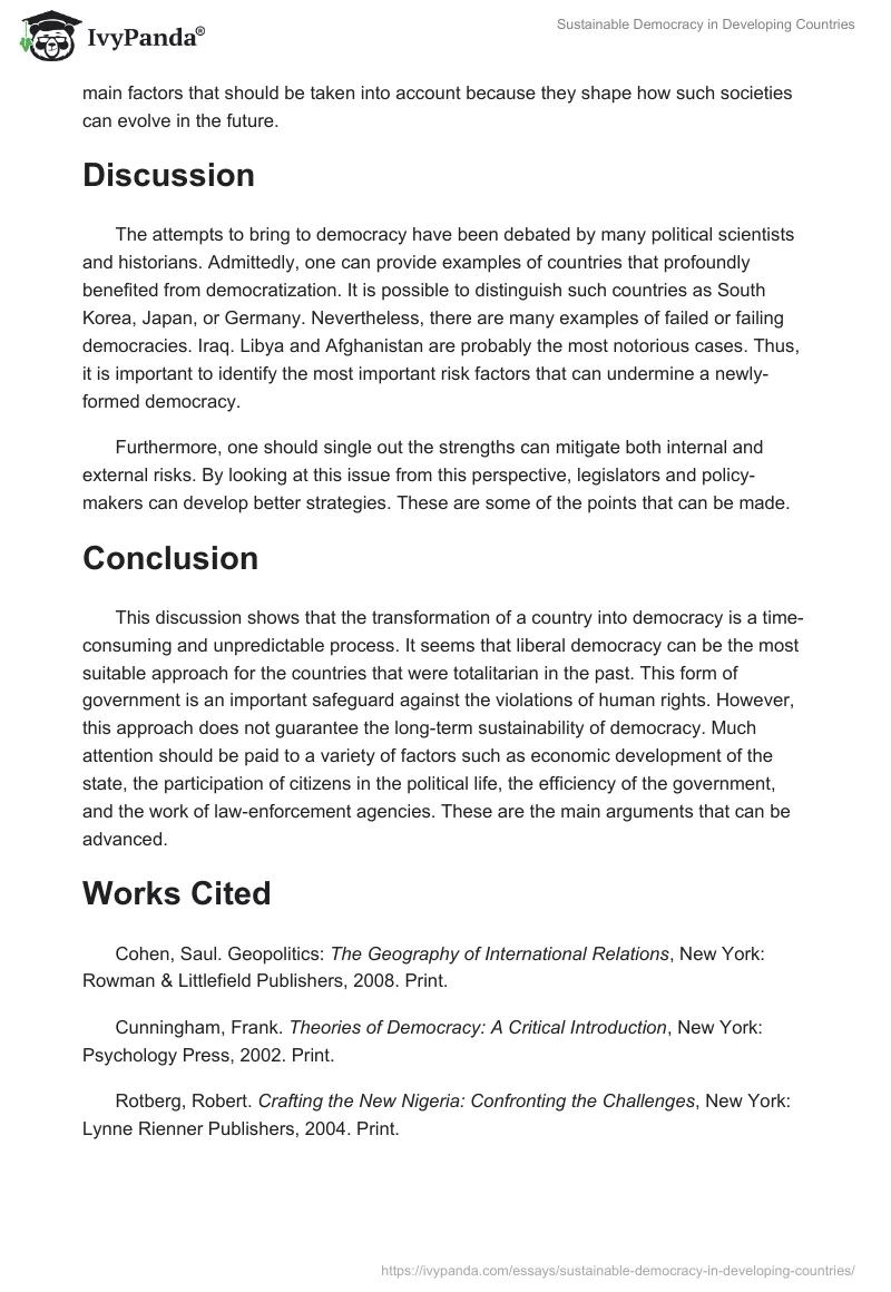 Sustainable Democracy in Developing Countries. Page 4