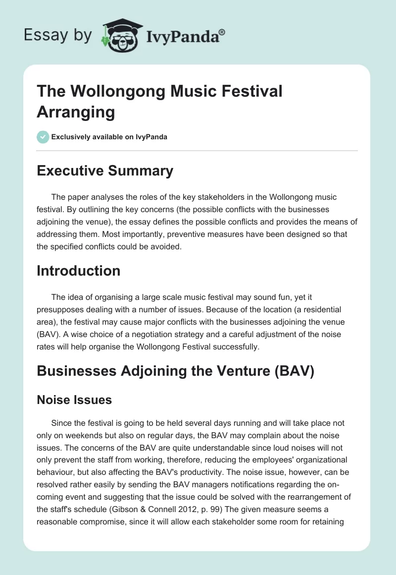 The Wollongong Music Festival Arranging. Page 1