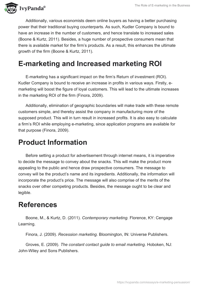 The Role of E-marketing in the Business. Page 2