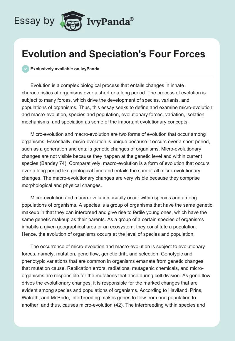 Evolution and Speciation's Four Forces. Page 1
