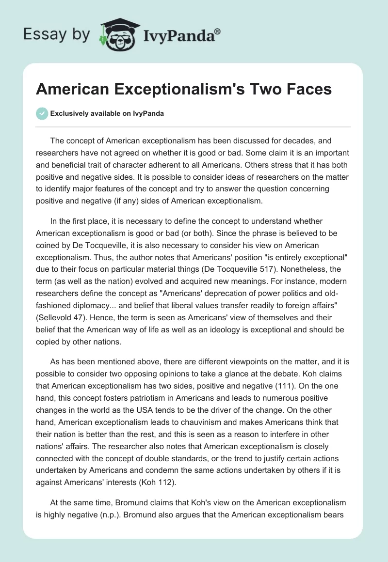 American Exceptionalism's Two Faces. Page 1