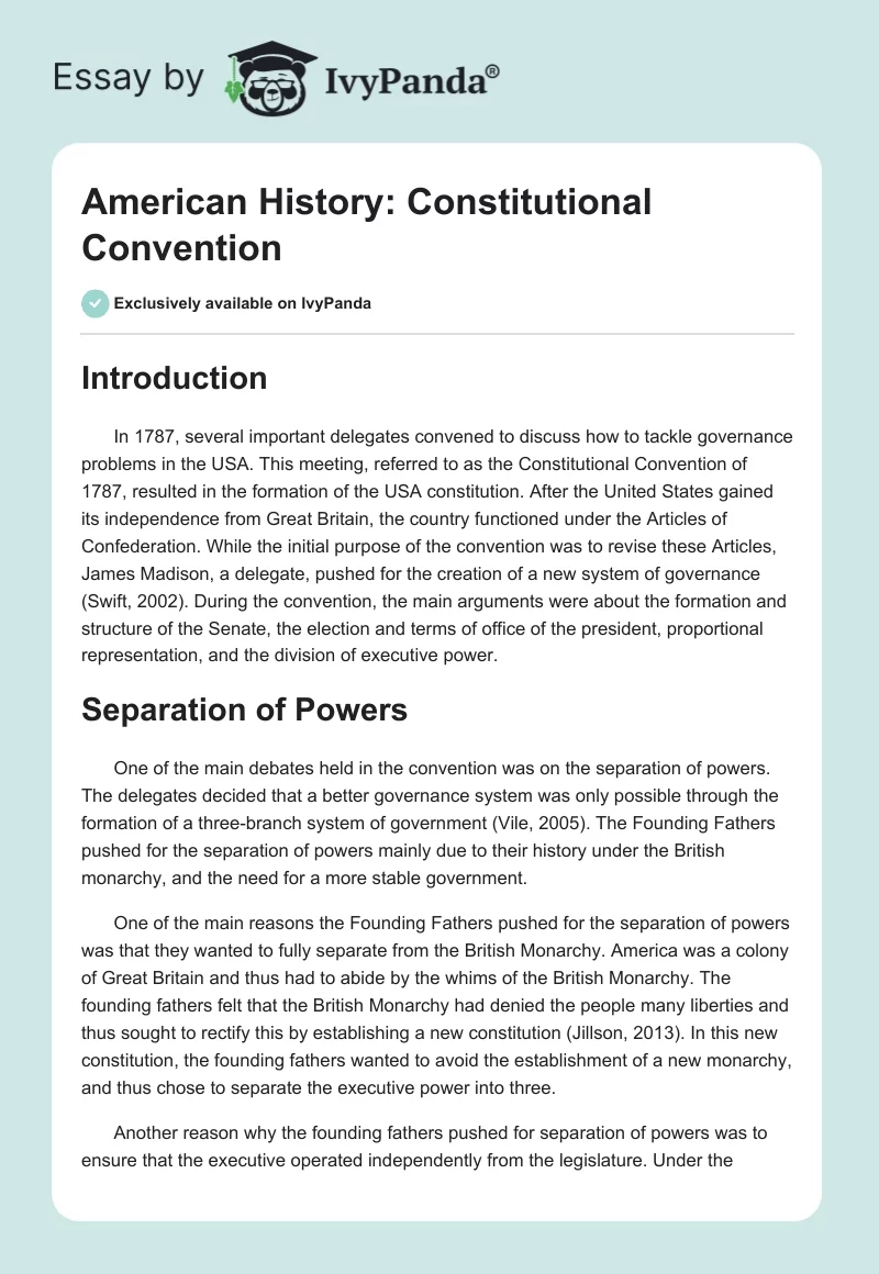 American History: Constitutional Convention. Page 1