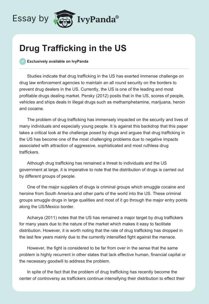 Drug Trafficking in the US. Page 1