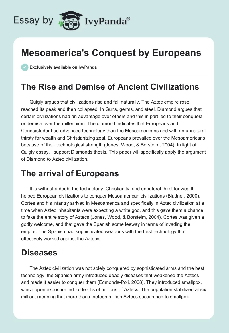 Mesoamerica's Conquest by Europeans. Page 1