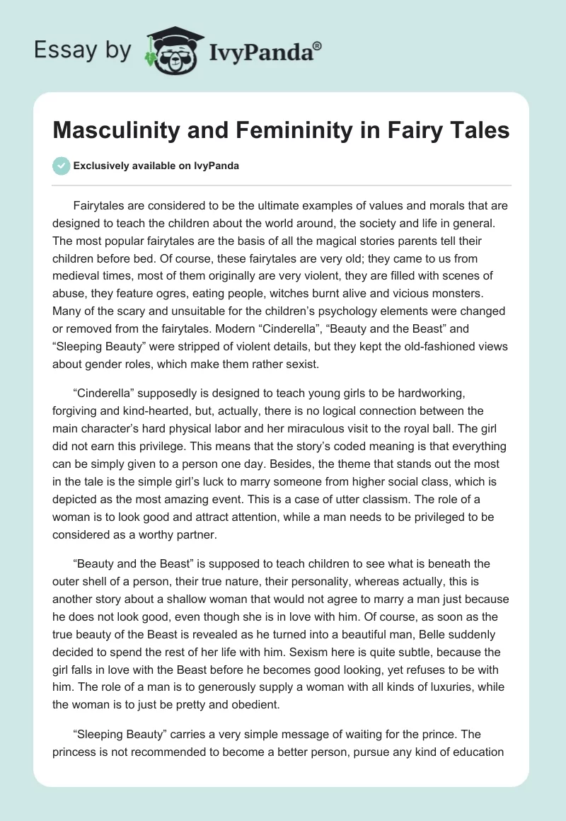 Masculinity and Femininity in Fairy Tales. Page 1