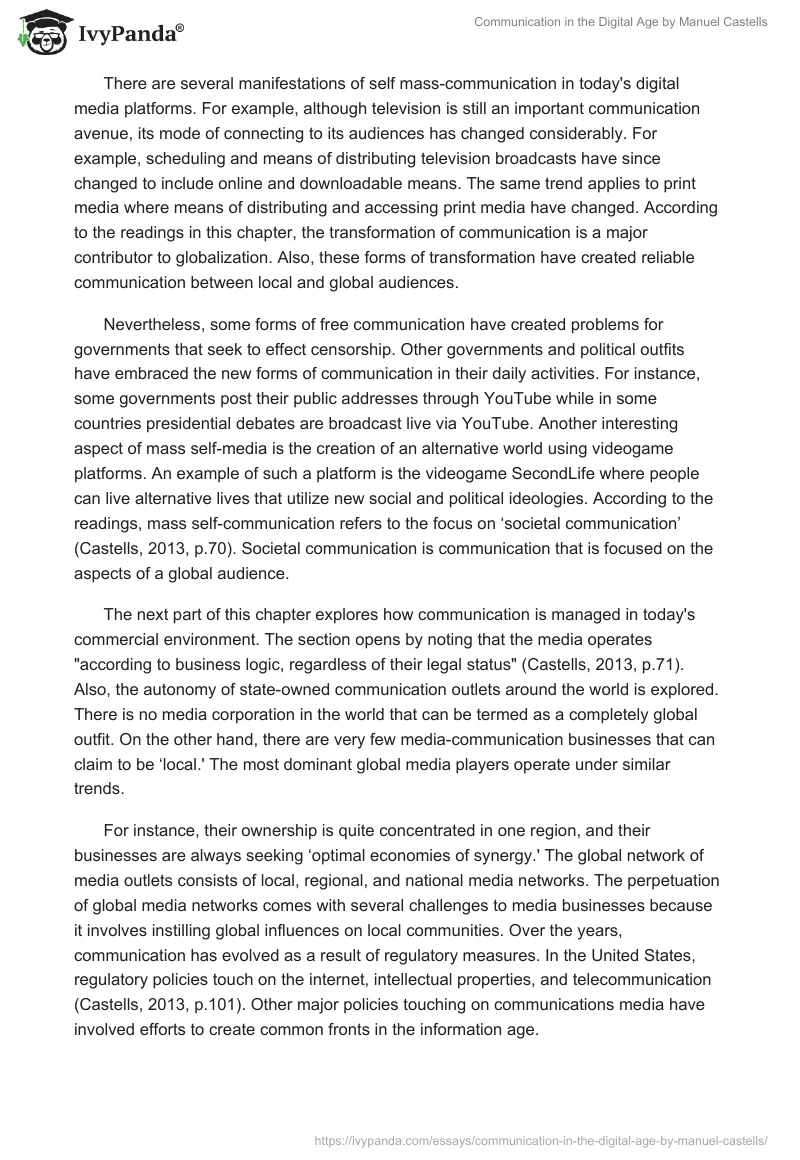 Communication in the Digital Age by Manuel Castells. Page 2