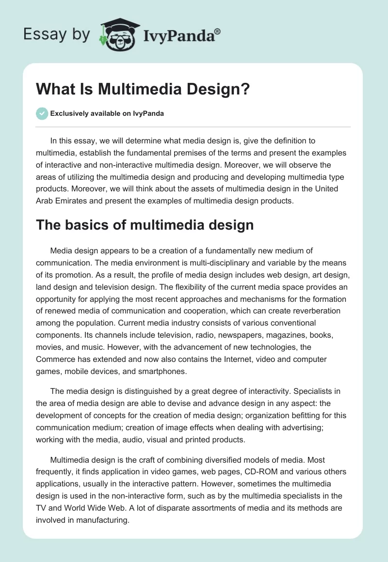 What Is Multimedia Design?. Page 1