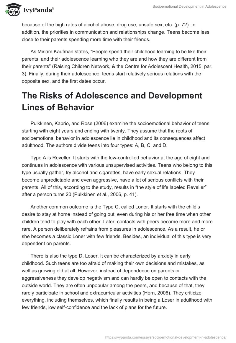 Socioemotional Development in Adolescence. Page 2