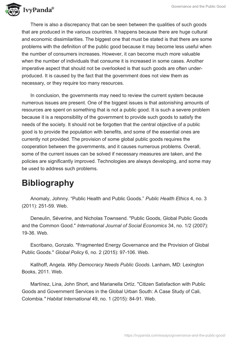 Governance and the Public Good. Page 4