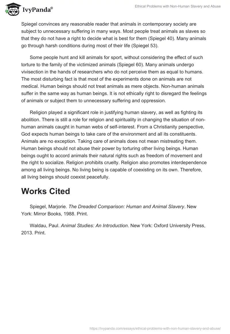 Ethical Problems With Non-Human Slavery and Abuse. Page 3