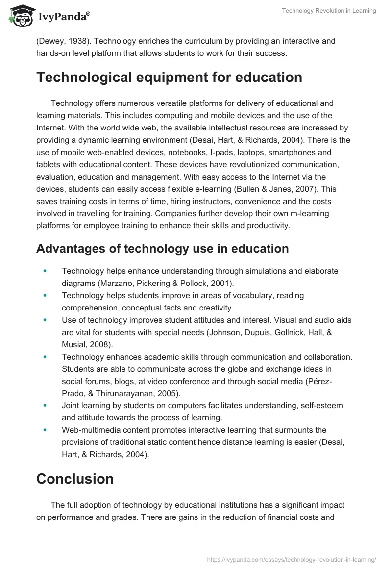 Technology Revolution in Learning. Page 2