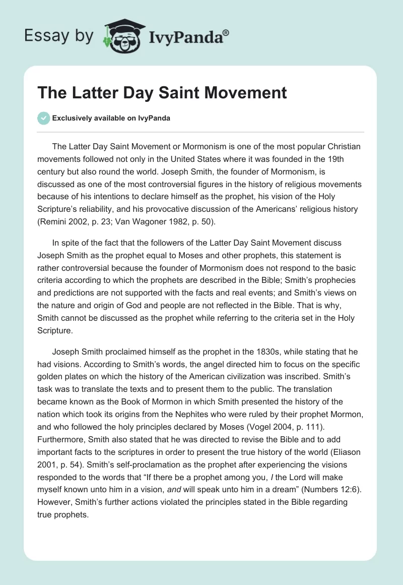 The Latter Day Saint Movement. Page 1