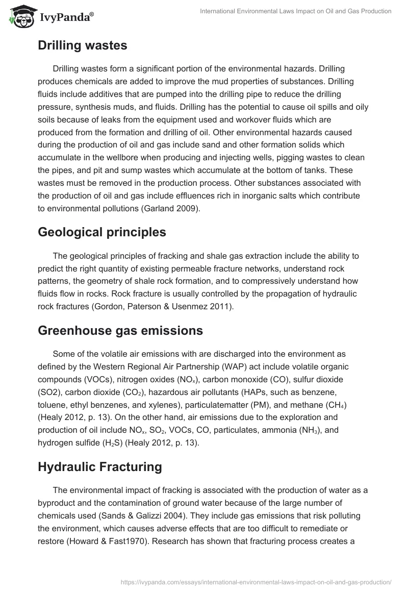 International Environmental Laws Impact on Oil and Gas Production. Page 3