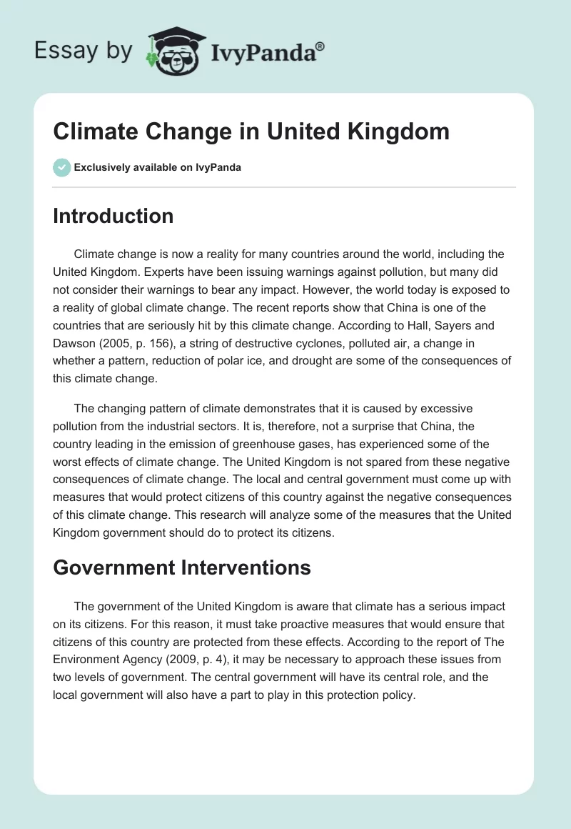 Climate Change in United Kingdom. Page 1