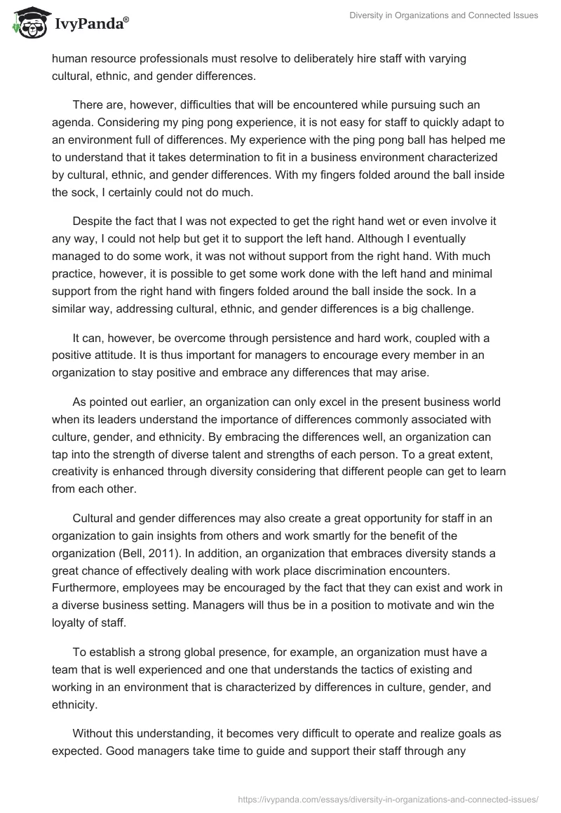 Diversity in Organizations and Connected Issues. Page 2