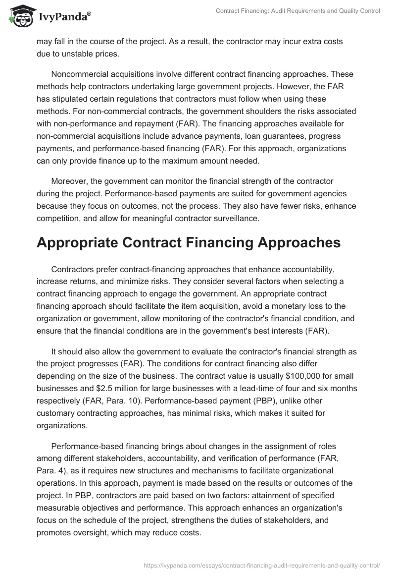 Contract Financing: Audit Requirements and Quality Control. Page 3