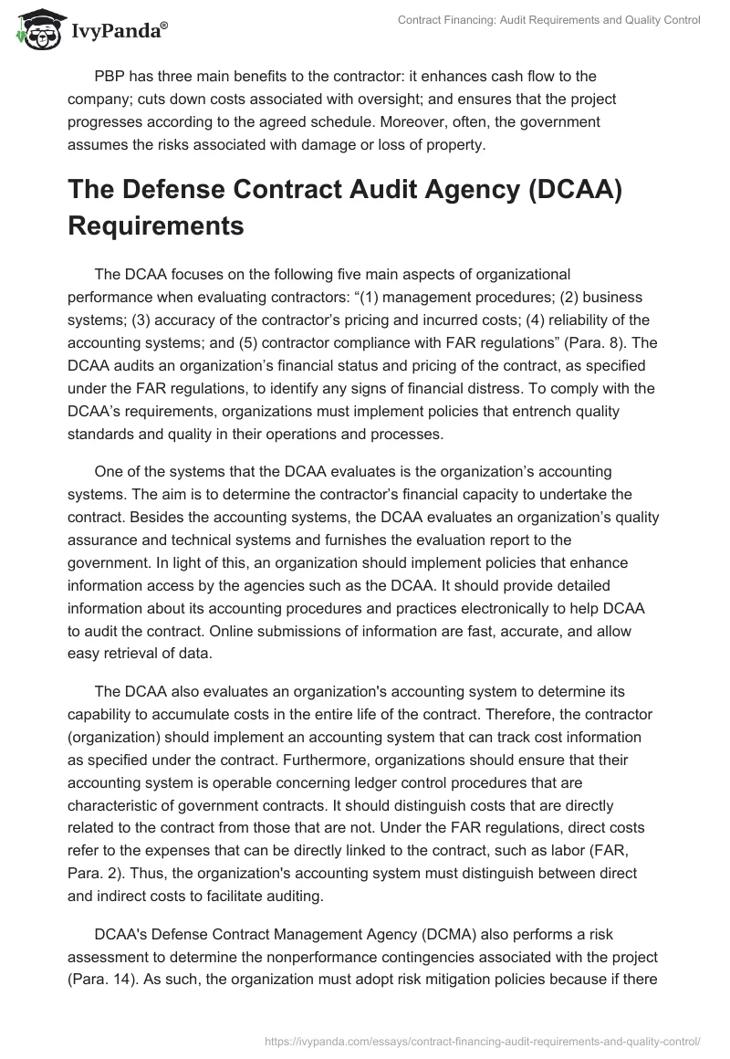 Contract Financing: Audit Requirements and Quality Control. Page 4
