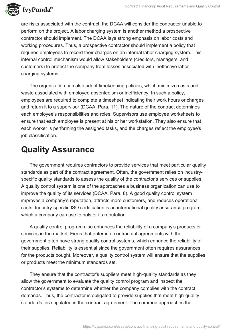 Contract Financing: Audit Requirements and Quality Control. Page 5