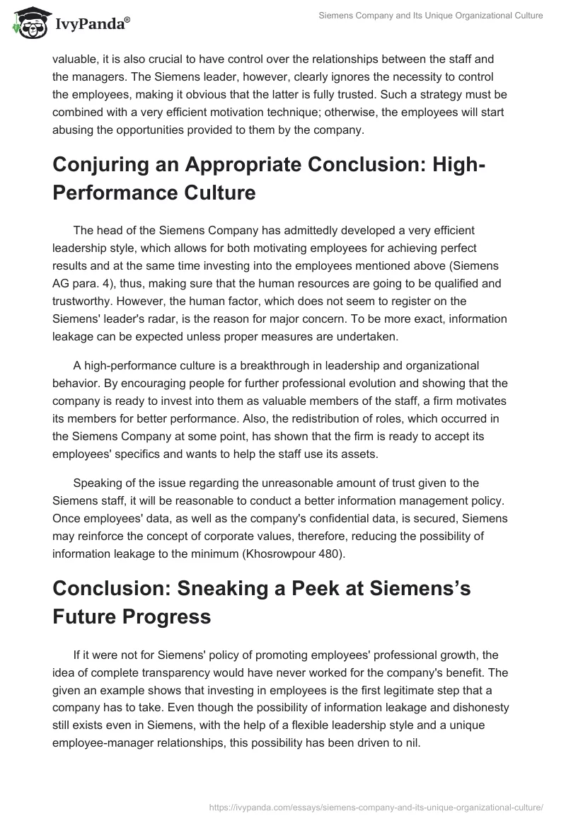 Siemens Company and Its Unique Organizational Culture. Page 2
