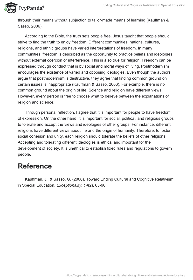 Ending Cultural and Cognitive Relativism in Special Education. Page 2