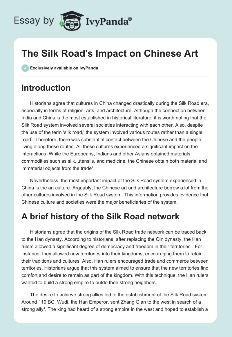 The Silk Road's Impact on Chinese Art. Page 1