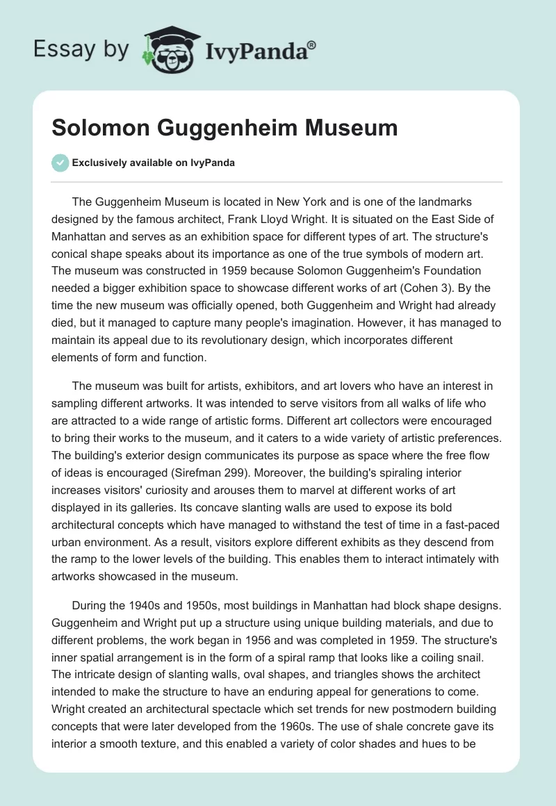 Solomon Guggenheim Museum. Page 1