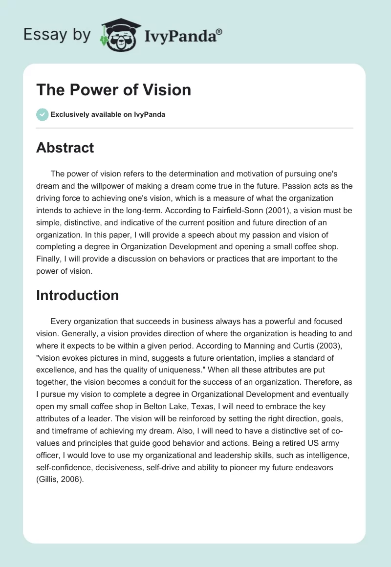 The Power of Vision. Page 1