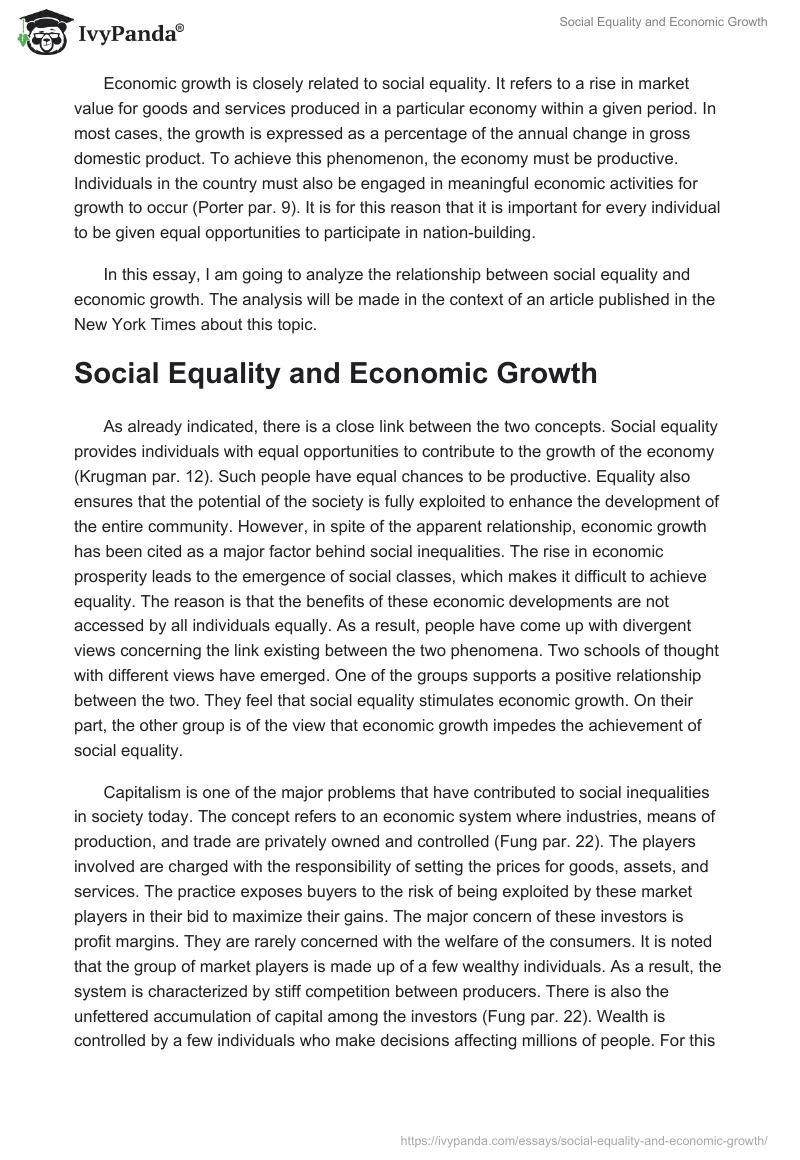 Social Equality and Economic Growth. Page 2