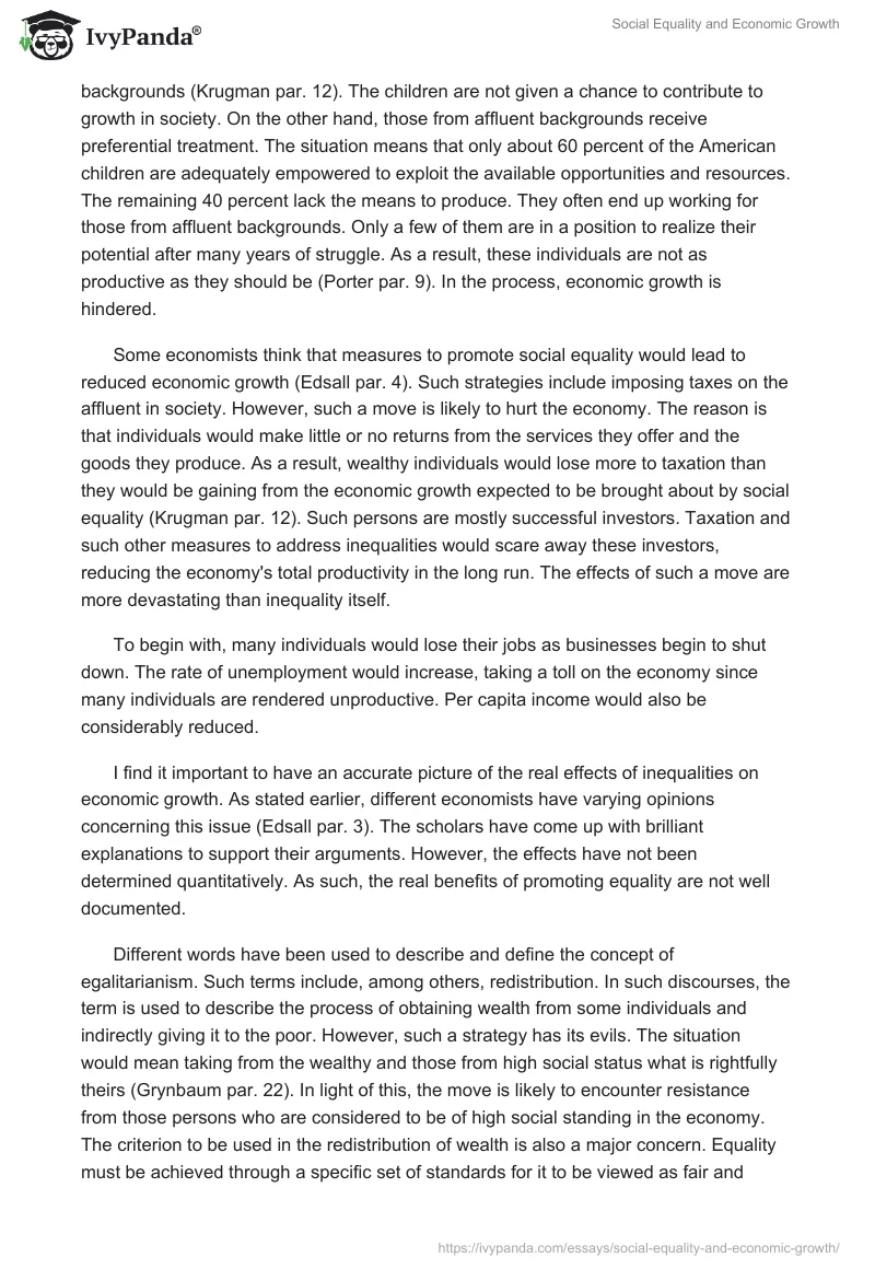 Social Equality and Economic Growth. Page 4
