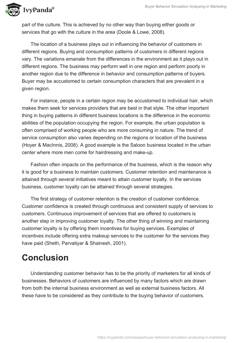 Buyer Behavior Simulation Analyzing in Marketing. Page 3