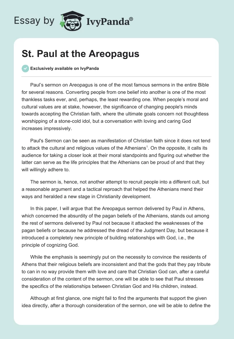 St. Paul at the Areopagus. Page 1