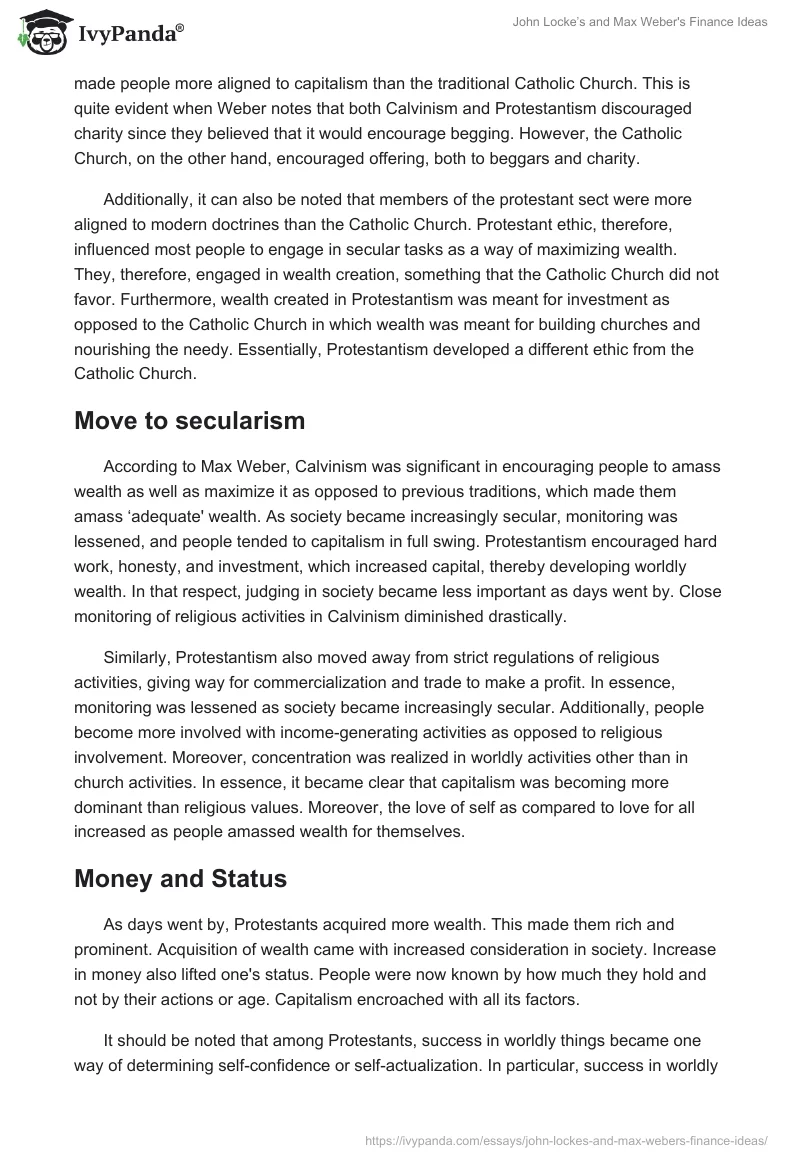 John Locke’s and Max Weber's Finance Ideas. Page 4