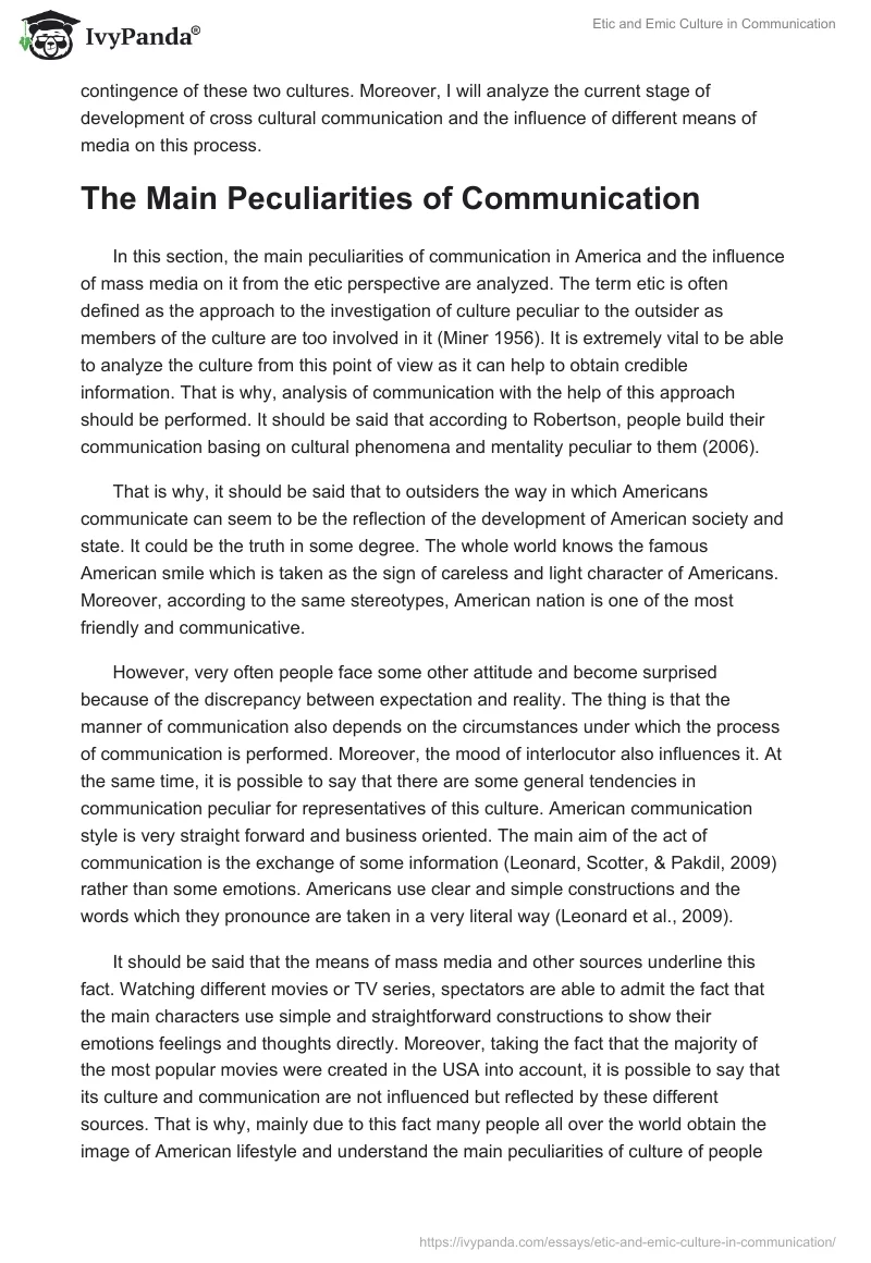 Etic and Emic Culture in Communication. Page 2