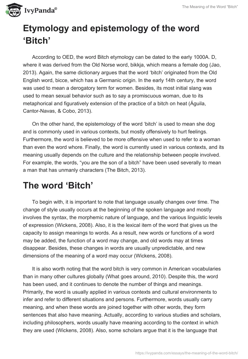 The Meaning of the Word “Bitch”. Page 2