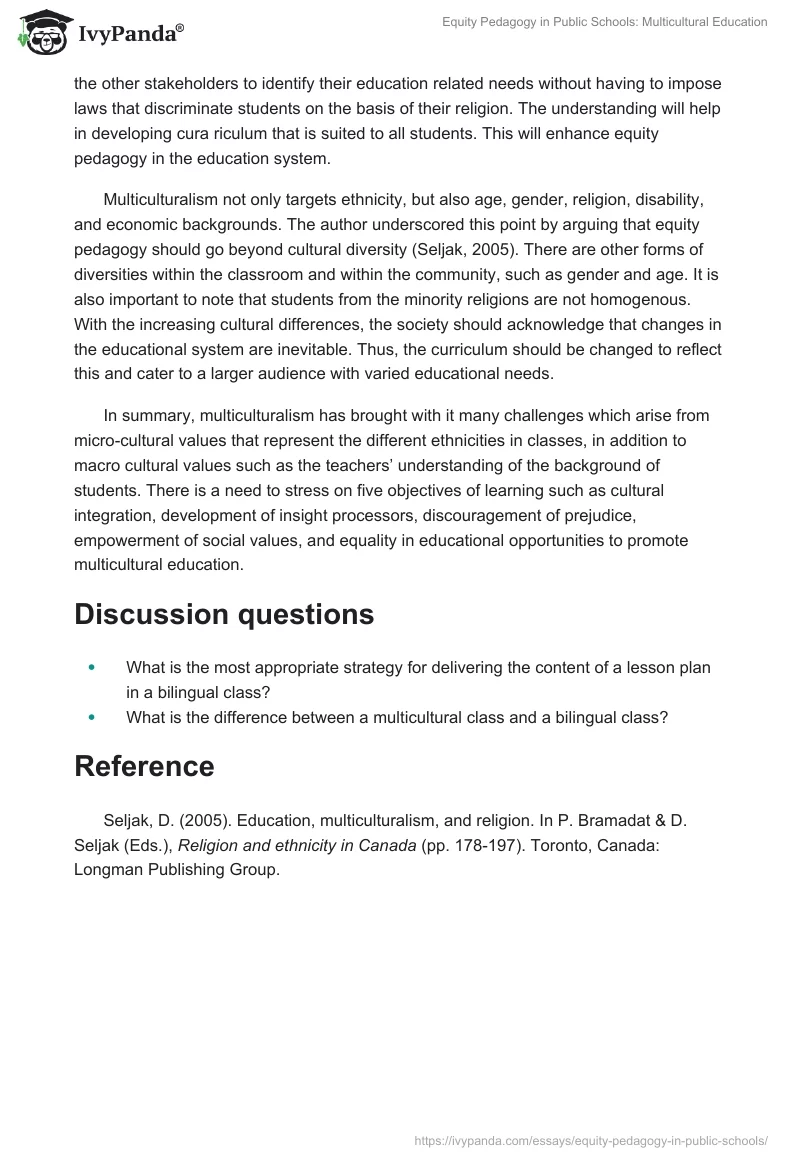 Equity Pedagogy in Public Schools: Multicultural Education. Page 2