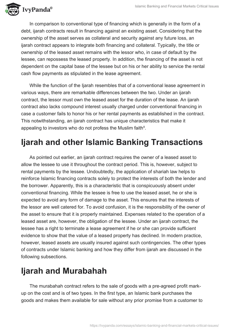 Islamic Banking and Financial Markets Critical Issues. Page 4
